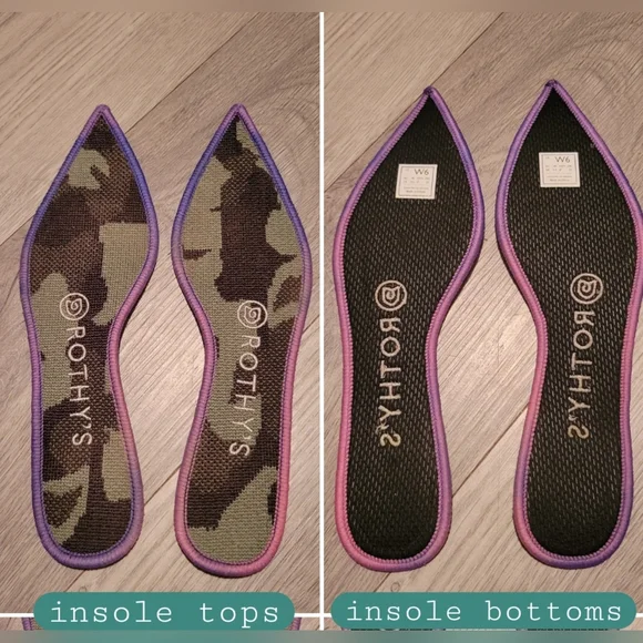 Rothy's The Point Olive Camo Flats, Purple & Pink Insoles, Women's US 6 EU 36 - Picture 12 of 16